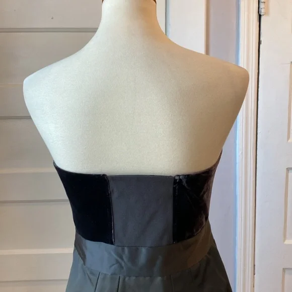 NWT Theory Chanesa Velvet & Silk Dark Brown Strapless Dress, Size 12 - Picture 7 of 17